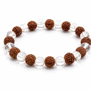 Crystal + Rudraksh Bracelet Gol Dana